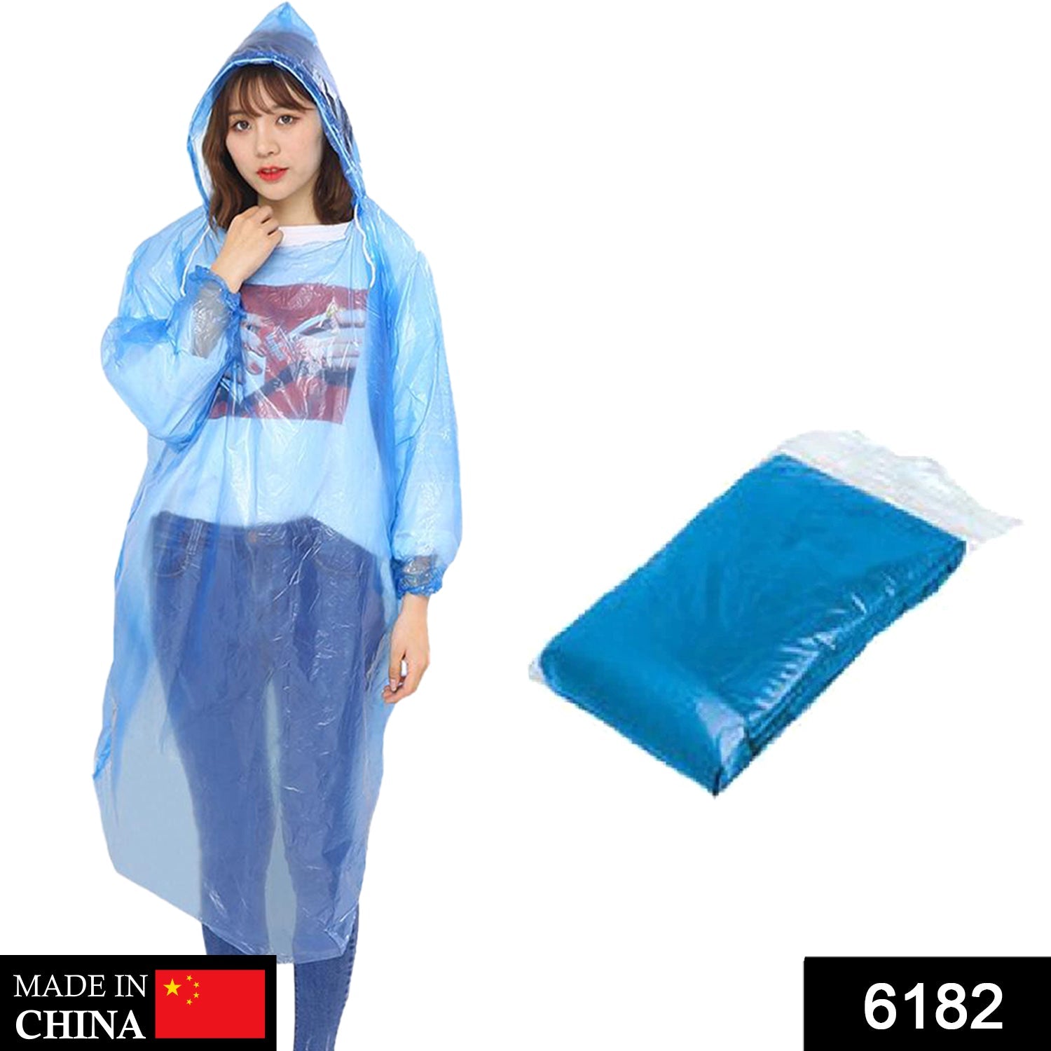 6182 Disposable Rain Coat For Having Prevention From Rain And Storms To Keep Yourself Clean And Dry. 