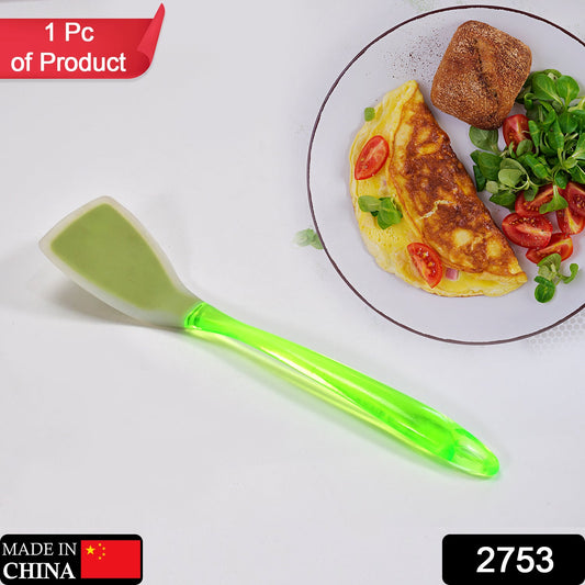 2753 34cm KITCHEN TURNER HEAT RESISTANT SILICONE NON-STICK SILICONE TURNER GRIP WITH LONG HANDLE COOKING TURNER 