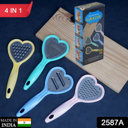 2587a Heart Grater Set and Heart Grater Slicer Used Widely for Grating and Slicing of Fruits, Vegetables, Cheese Etc. Including All Kitchen Purposes. 