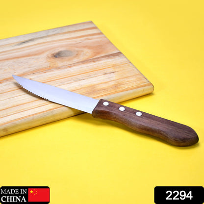 2294 1Piece Serrated Steak Knives with Wood Handle 