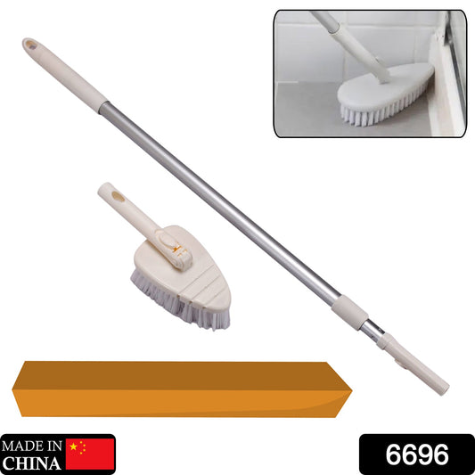 6696 Housekeeping Multi-Functional Hard Bathroom Floor Triangle Tile & Floor Cleaning  Brush Long 