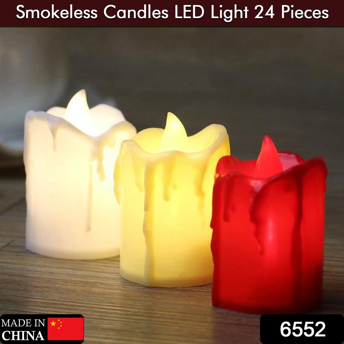 6552 Multicolor Flameless Melted Design Candles for Decoration (Set of 24pc) 