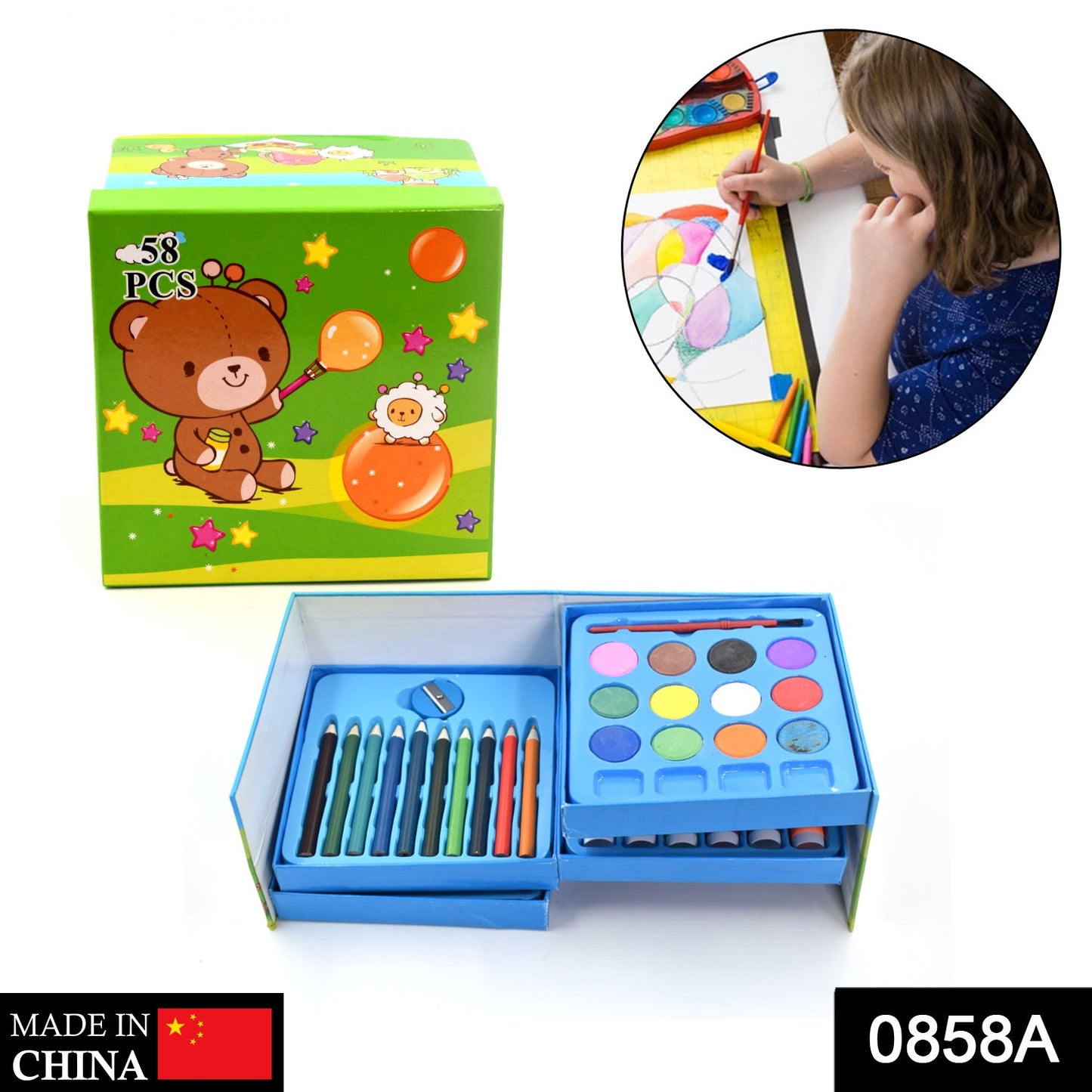 0858A Color Pencil,Crayons, Water Color, Sketch Pen Art Set 