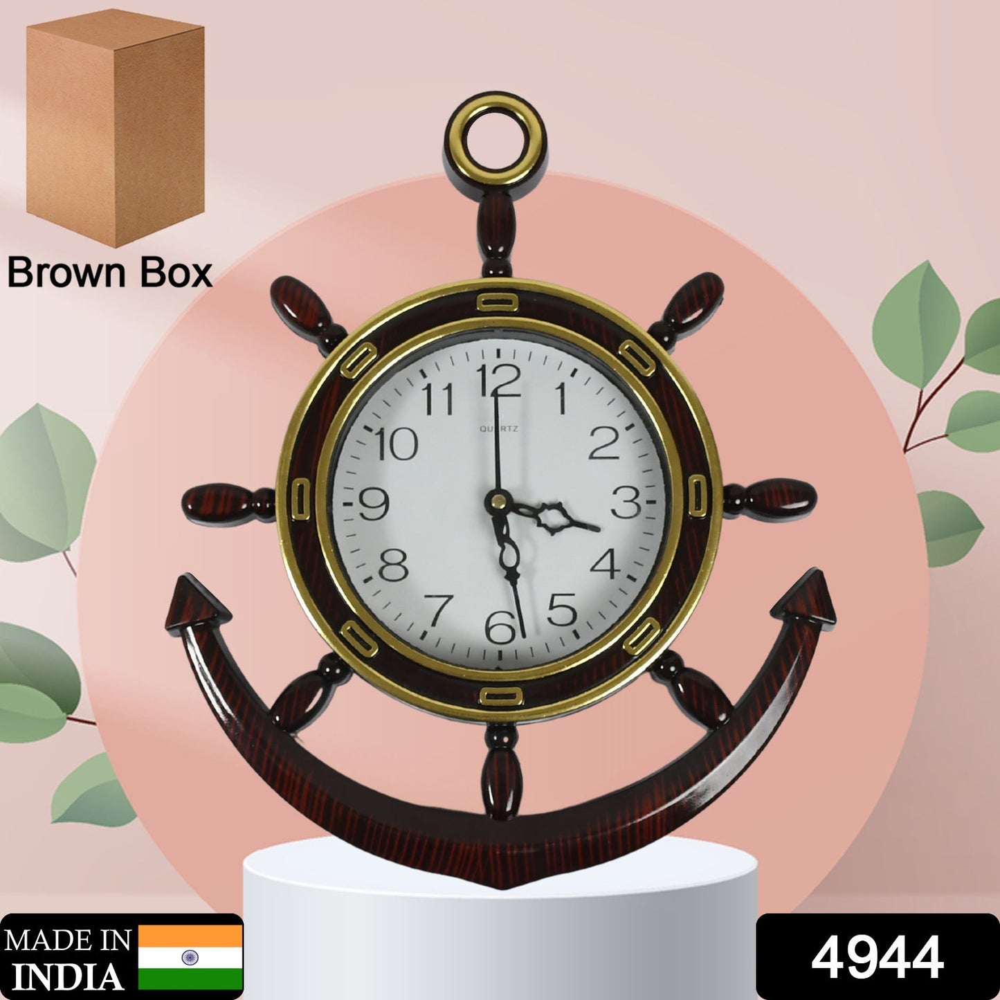 4944 Anchor Shape Wall Clock Size 28x23x5cms 