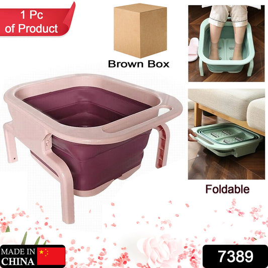 7389 Foldable Soaking Foot Massage Tub, Spa Basin, Bucket with Massage Roller, Suitable For Home Spa Pedicure Relieve Stress 