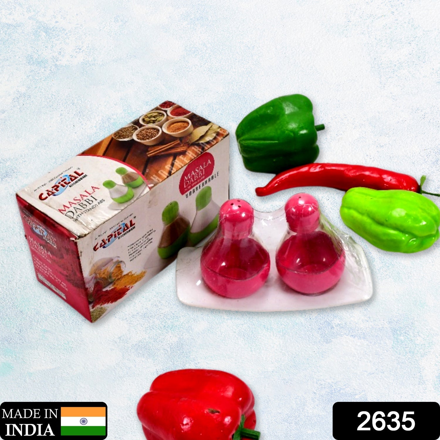 2635 Masala Dabbi With Stand / Salt And Pepper Dispenser 