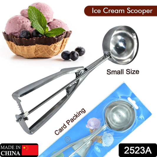 2523A Ice Cream Serving Scoop | Stainless Steel Premium Quality Ice Cream Serving Spoon Scooper with Trigger Release ( Small ) 