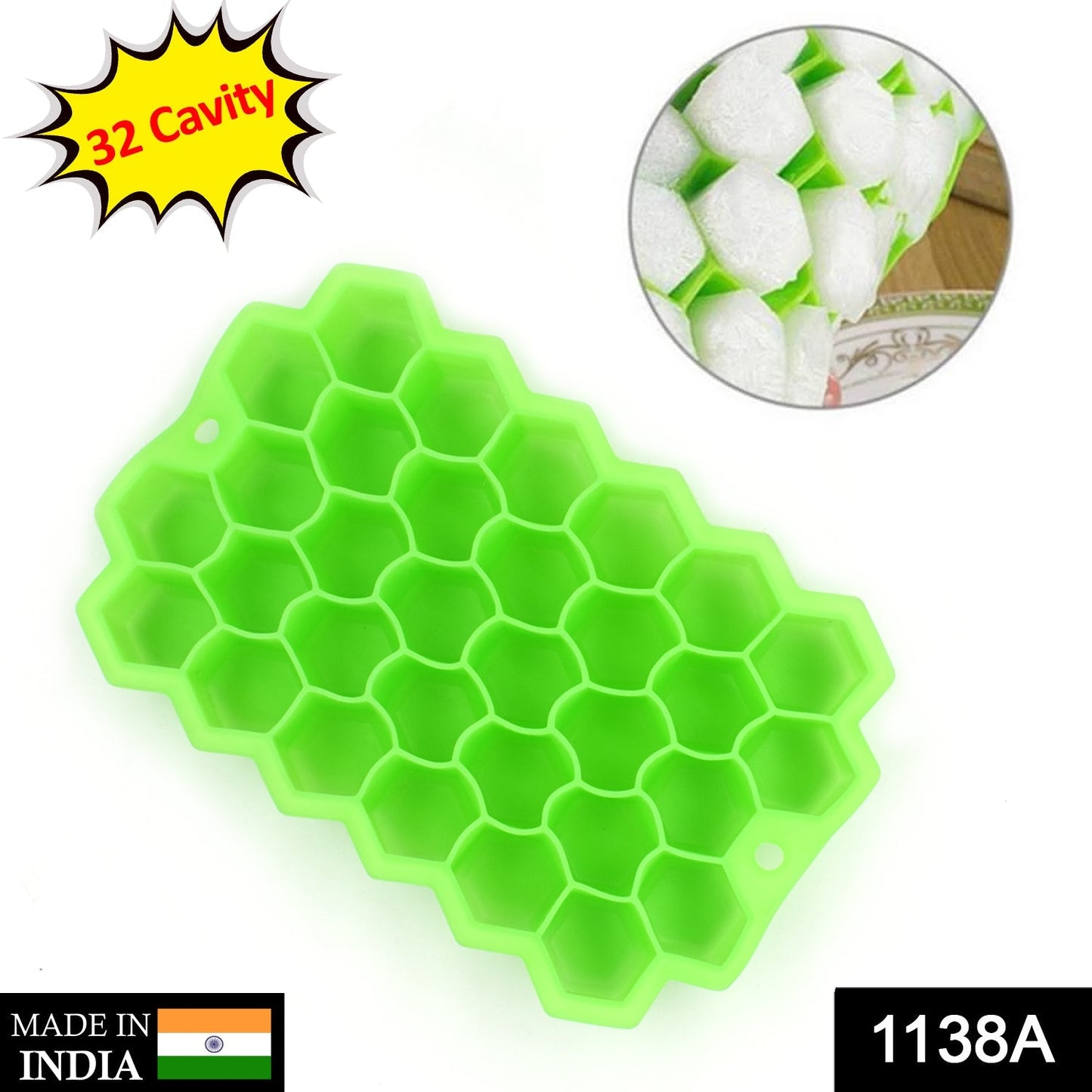 1138A  Silicone Ice Cube Trays 32 Cavity Per Ice Tray [Multi color] 