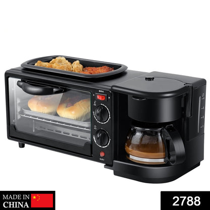 2788 3 in 1 Breakfast Maker Portable Toaster Oven, Grill Pan & Coffee Maker Full Breakfast Ready at One Go 