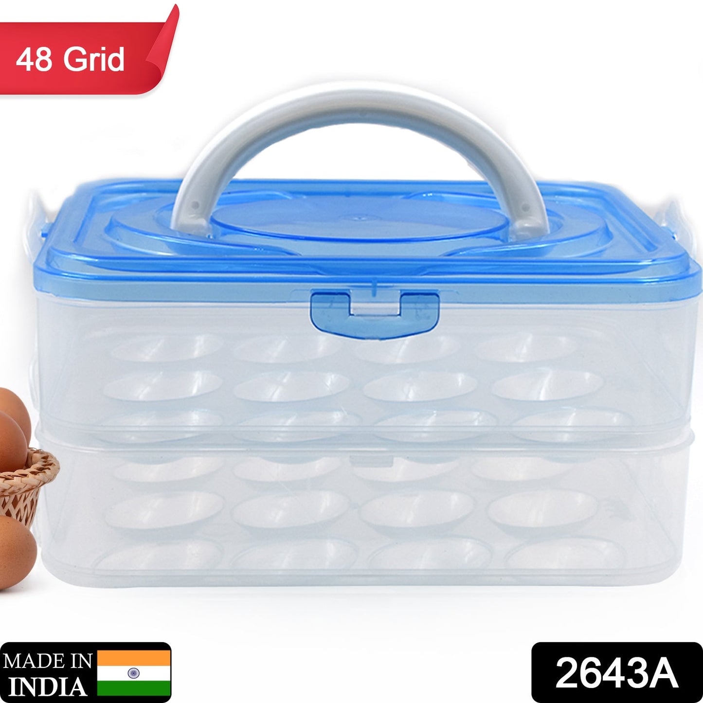 2643A Double Layer Premium 48 Grid Egg Storage Box for Egg Storage Container 