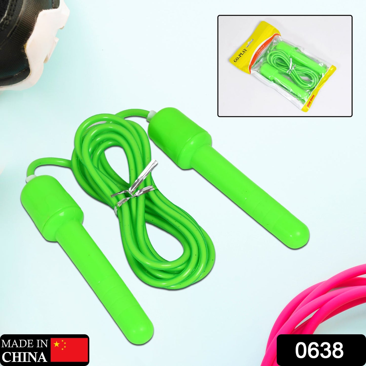 0638 Skipping Rope with ABS Handle for Men, Women - Latex Jump Rope for Weight Loss, Fitness, Sports, Exercise, Workout (3 meter) 