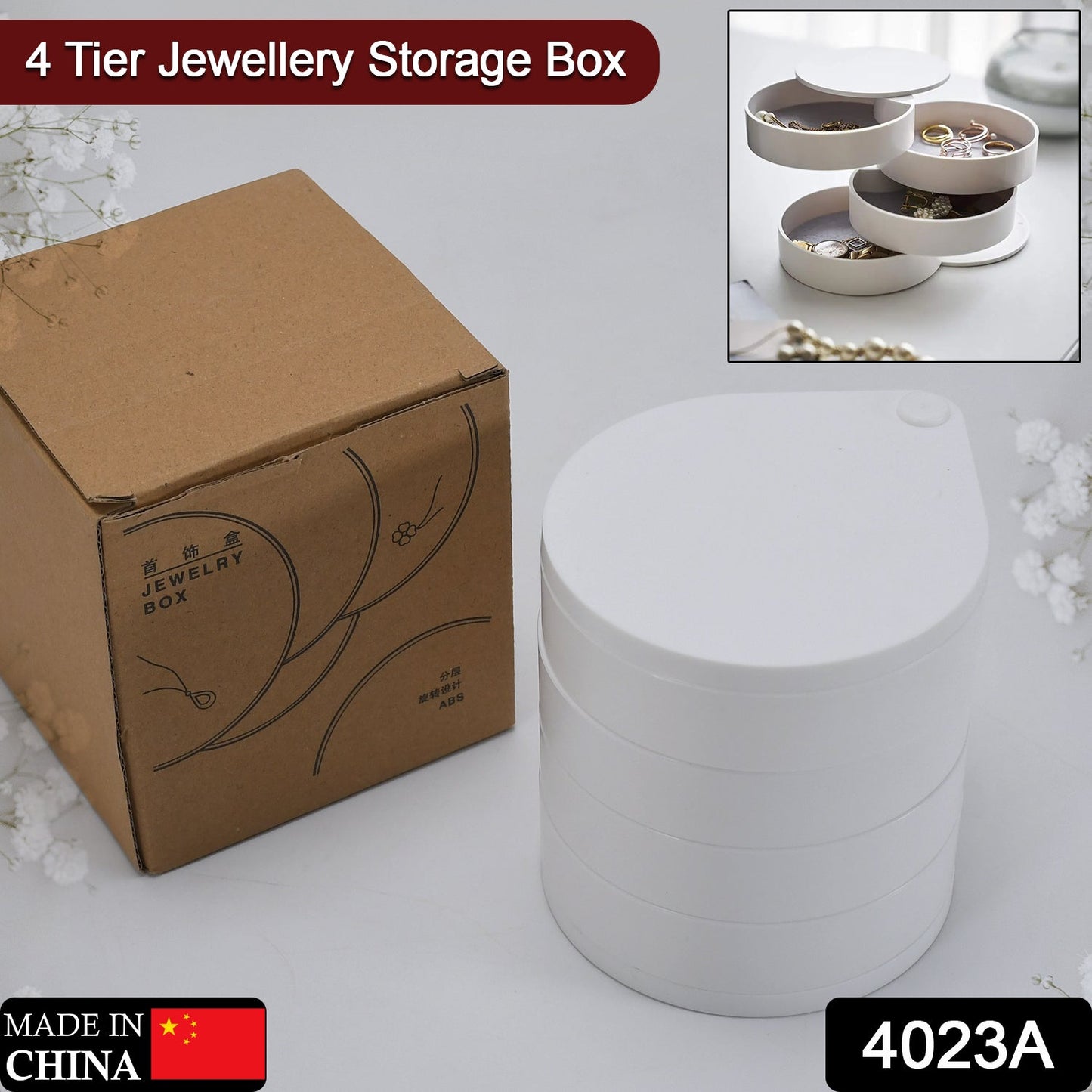 4023A Jewelry Box 360 Degrees Free Rotation Jewelry Case For Women And Girls 