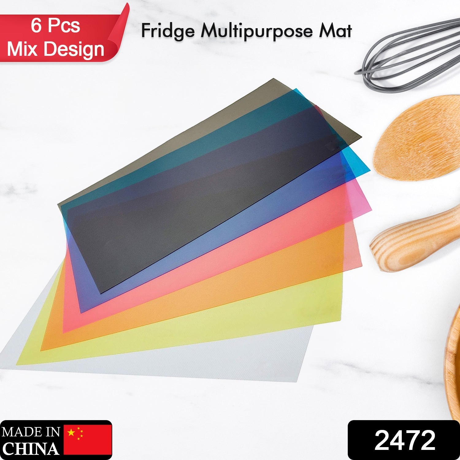 2472 Fridge Multipurpose Mat Plastic Flexible Mat | Anti-Slip Refrigerator Mat |  Drawer Mat/ Place mat Set / Fridge Mat ( Set of 6 ) 