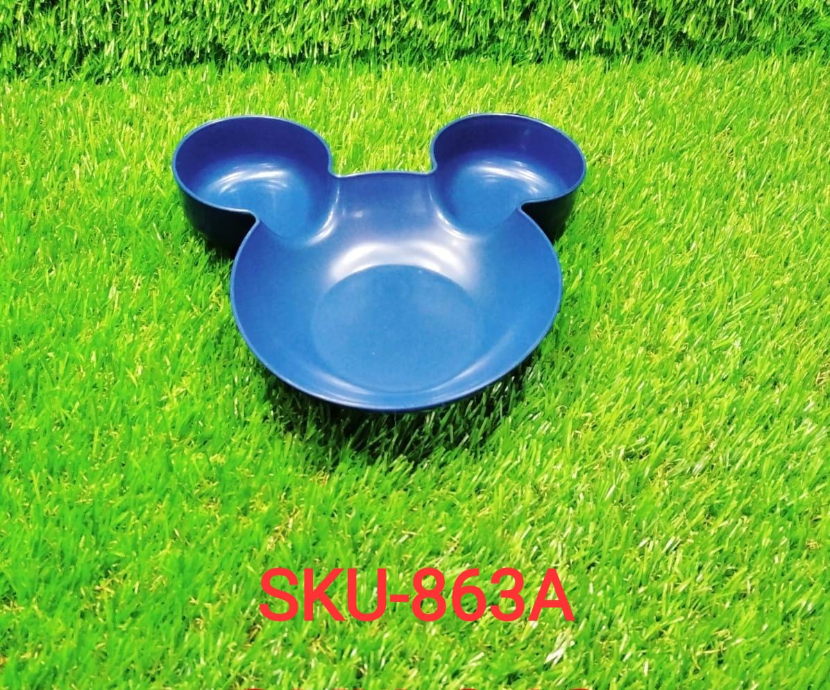 0863A Unbreakable Plastic Mickey Shaped Kids/Snack Serving Plate (Without Sticker) DeoDap