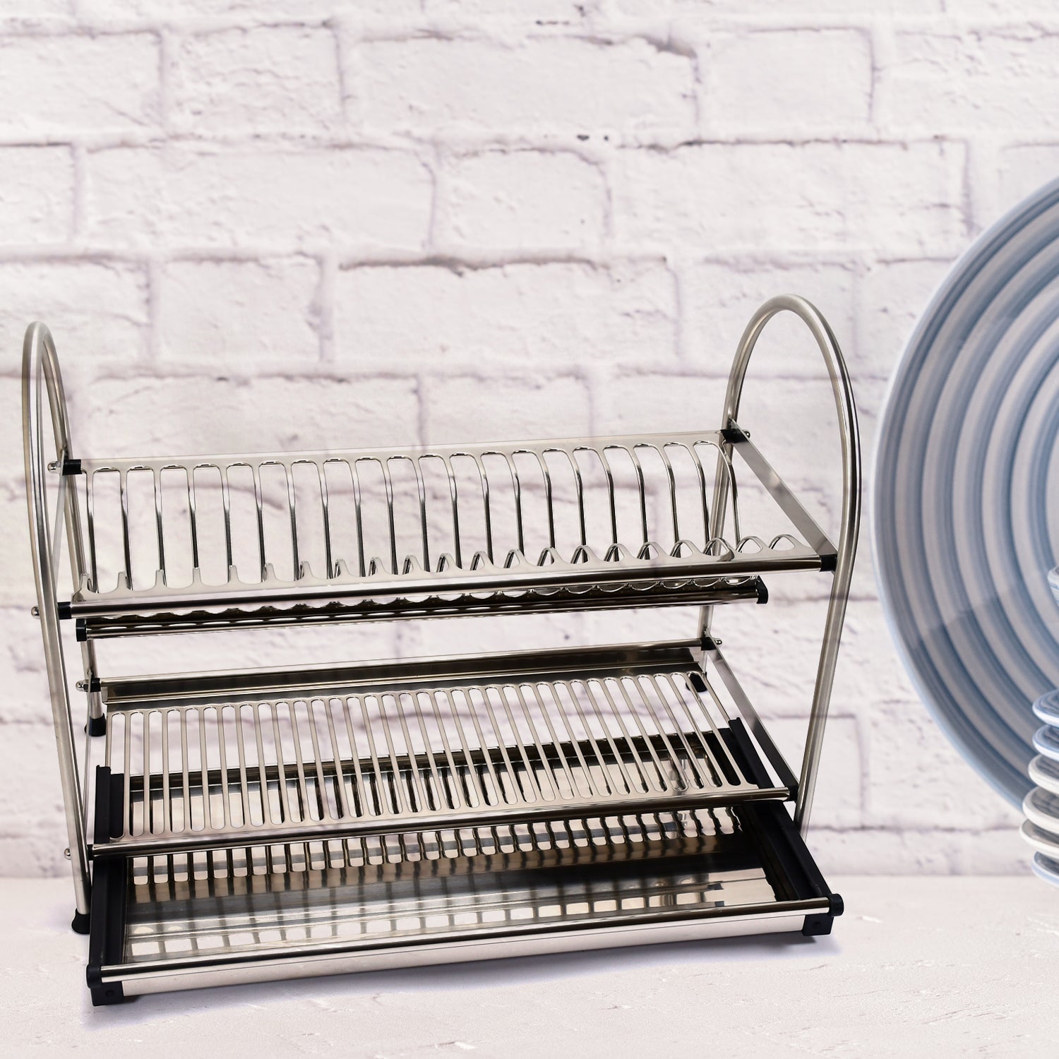 7672 Dish Rack Stainless Steel Rack 2layer Rack For Home & Kitchen Use 