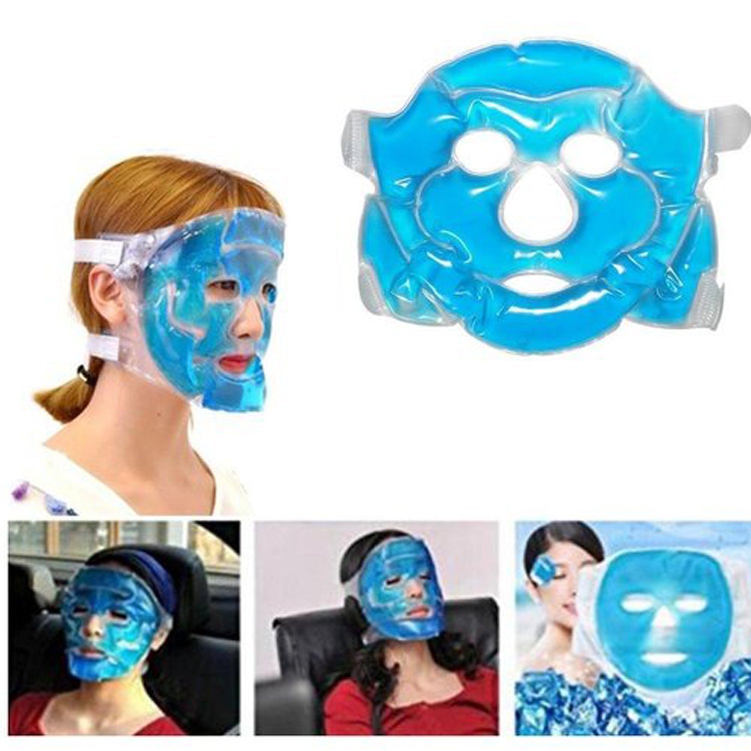 0380 Cooling Gel Face Mask with Strap-on Velcro, Medium 