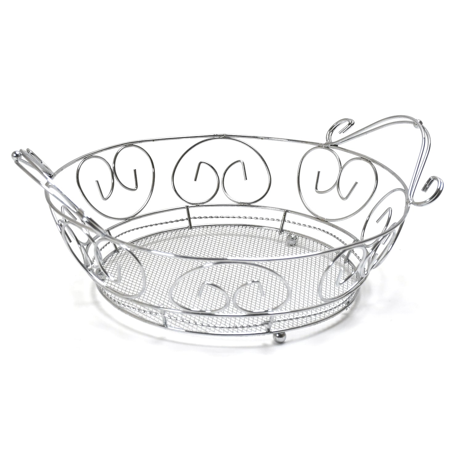 5267 Multipurpose  round shape Stainless Steel Modern Folding Fruit and Vegetable Basket (Silver, 8 Shapes) 