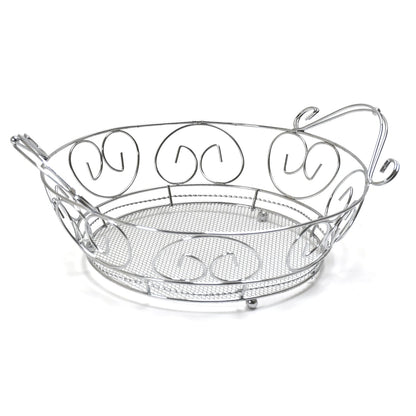 5267 Multipurpose  round shape Stainless Steel Modern Folding Fruit and Vegetable Basket (Silver, 8 Shapes) 