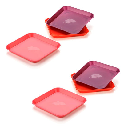 2706 Square Plastic Dinner Plate Set (Set of 6 Pcs) Colorful Snacks / Breakfast Plate 