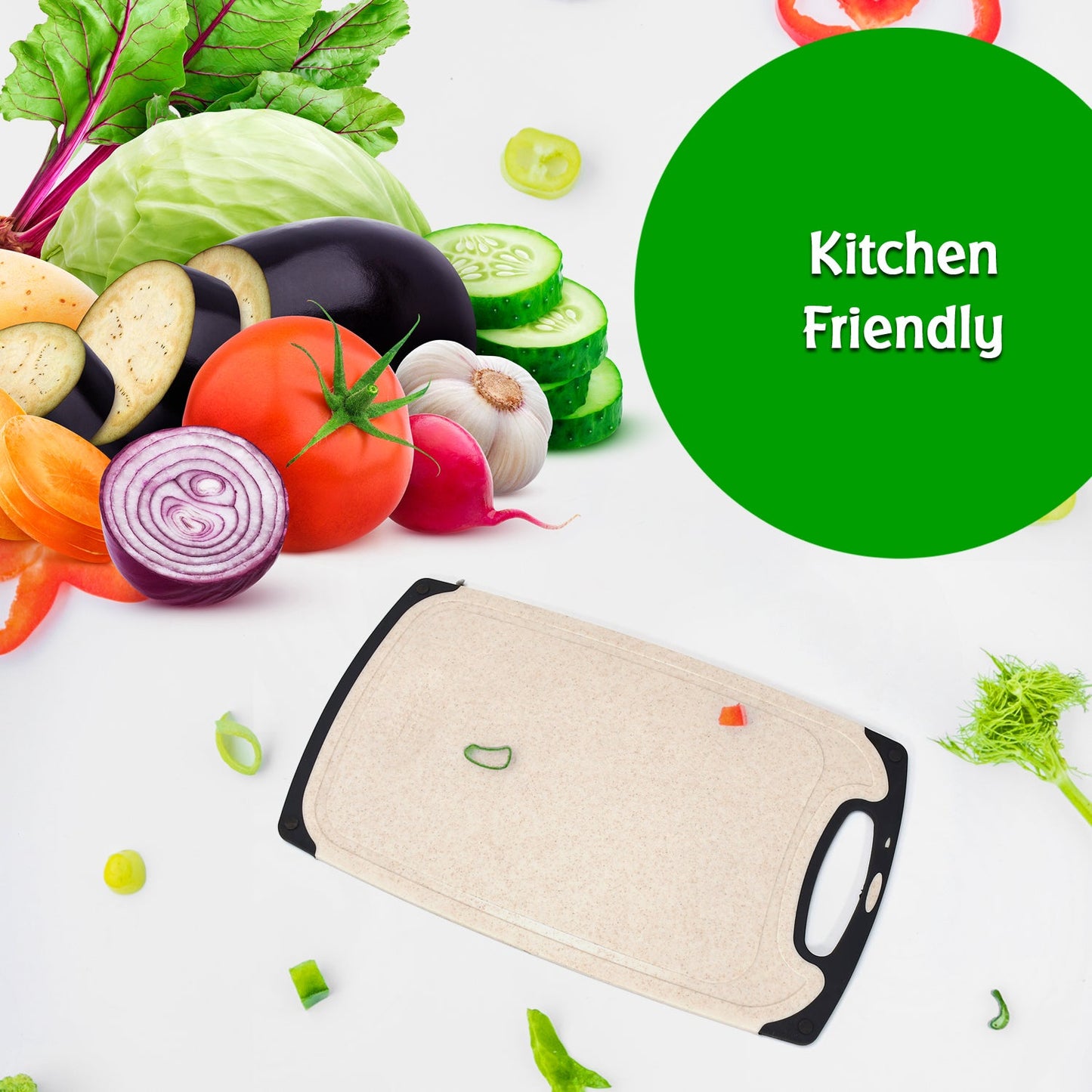 2447 Vegetables and Fruits Cutting Chopping Board Plastic Chopper Cutter Board Non-slip Antibacterial Surface with Extra Thickness 