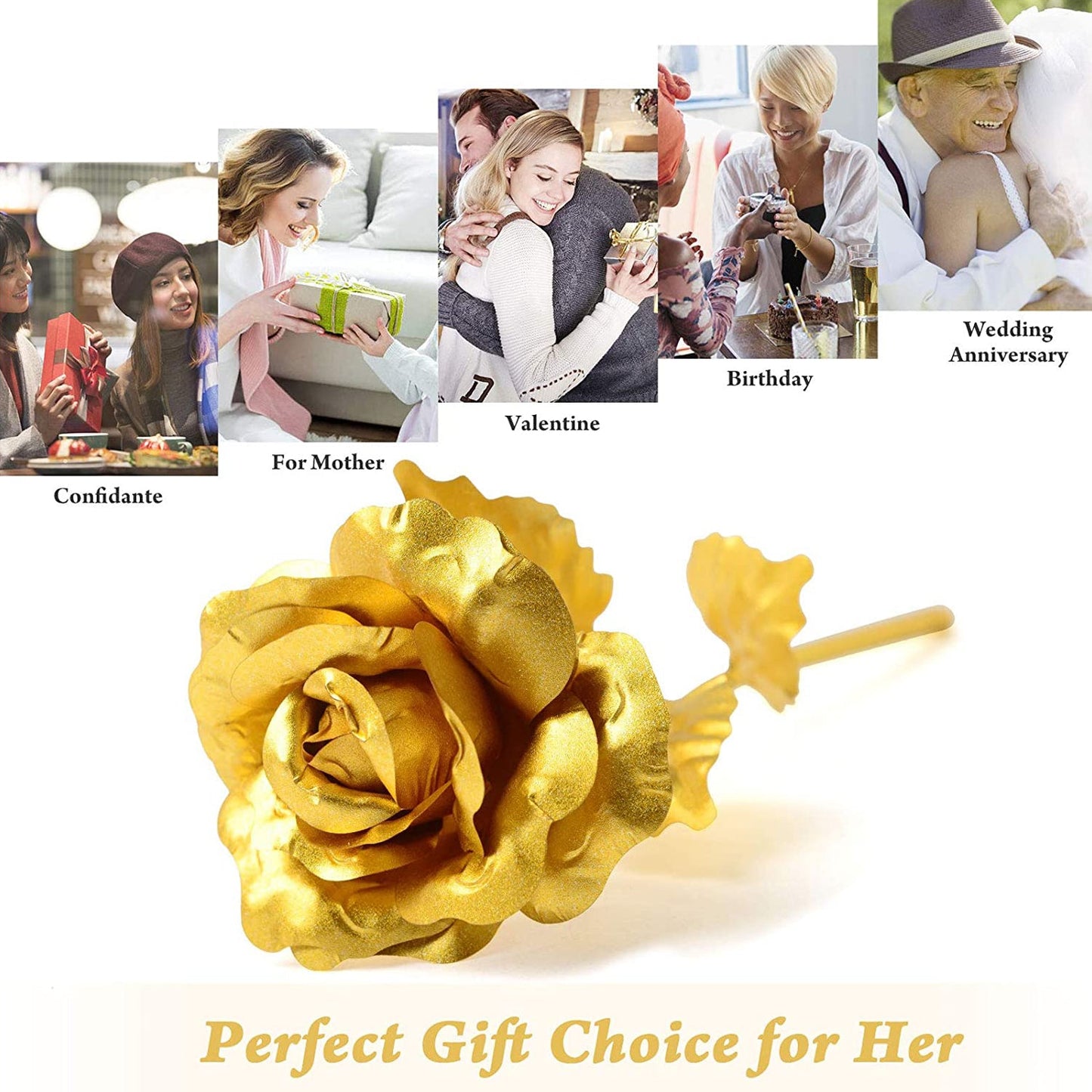 0606 Luxury Decorative Gold Plated Artificial Golden Rose with Premium Box 