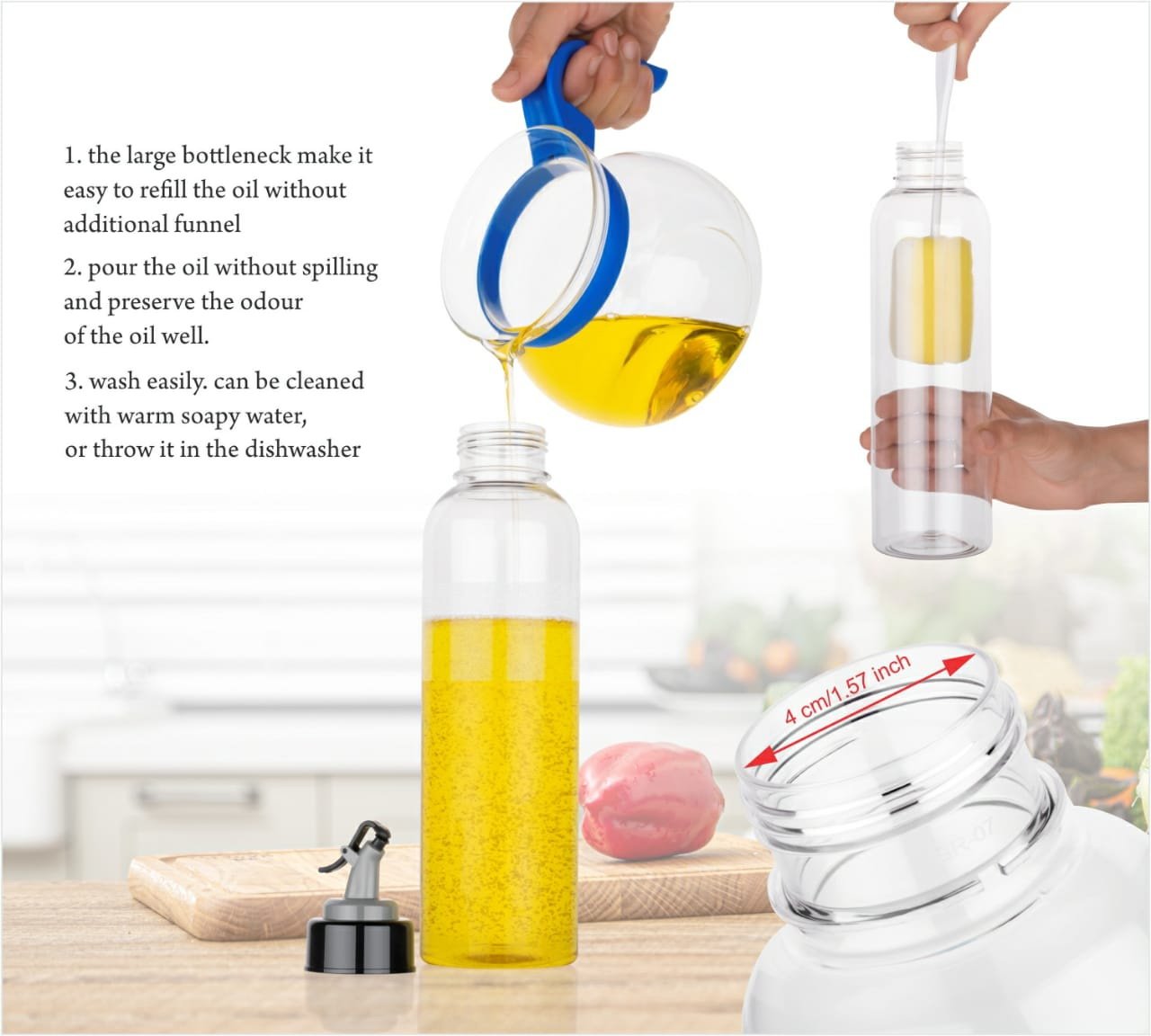 2346 Oil Dispenser Transparent Plastic Oil Bottle |  1 Liter DeoDap