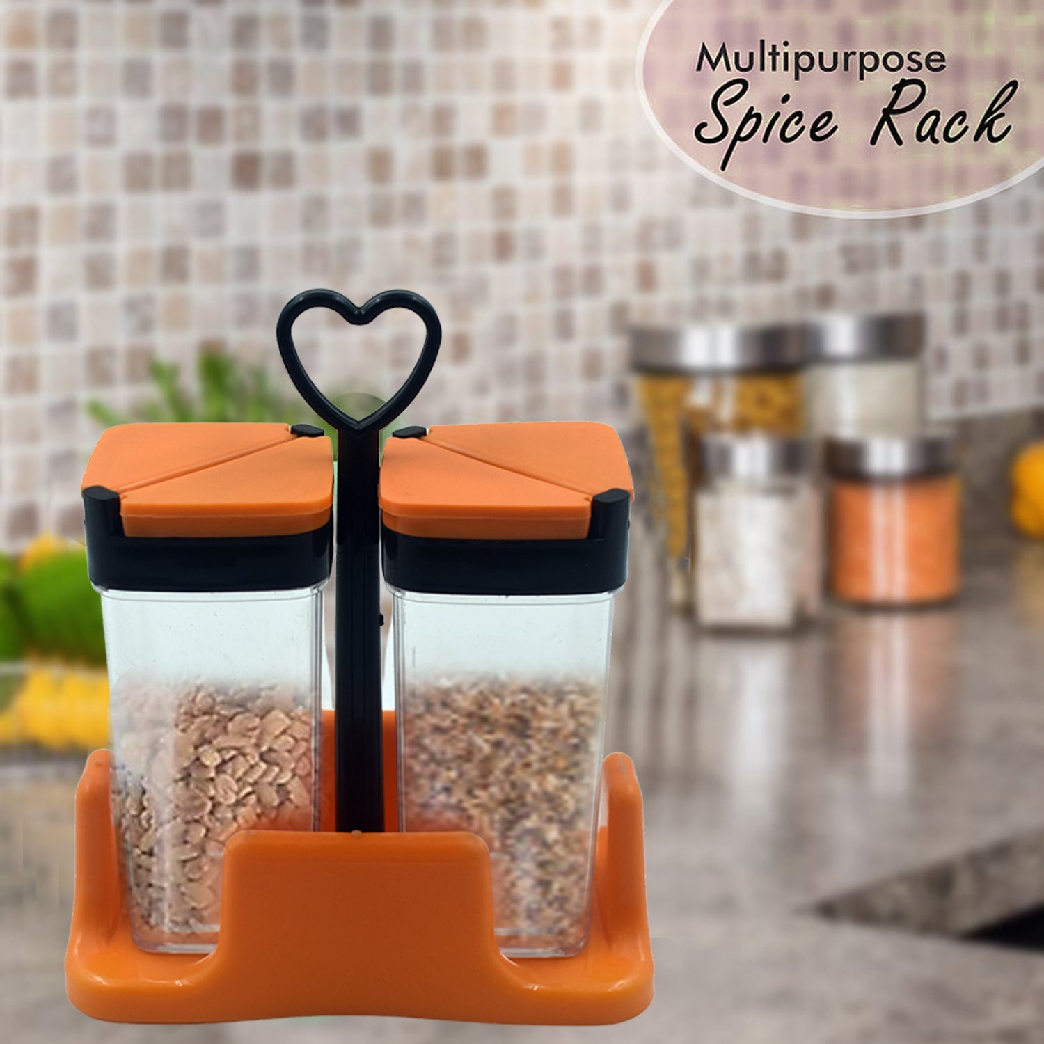 2070 Multipurpose Masala/Spice Rack Container with tray- Set of 2Pcs 