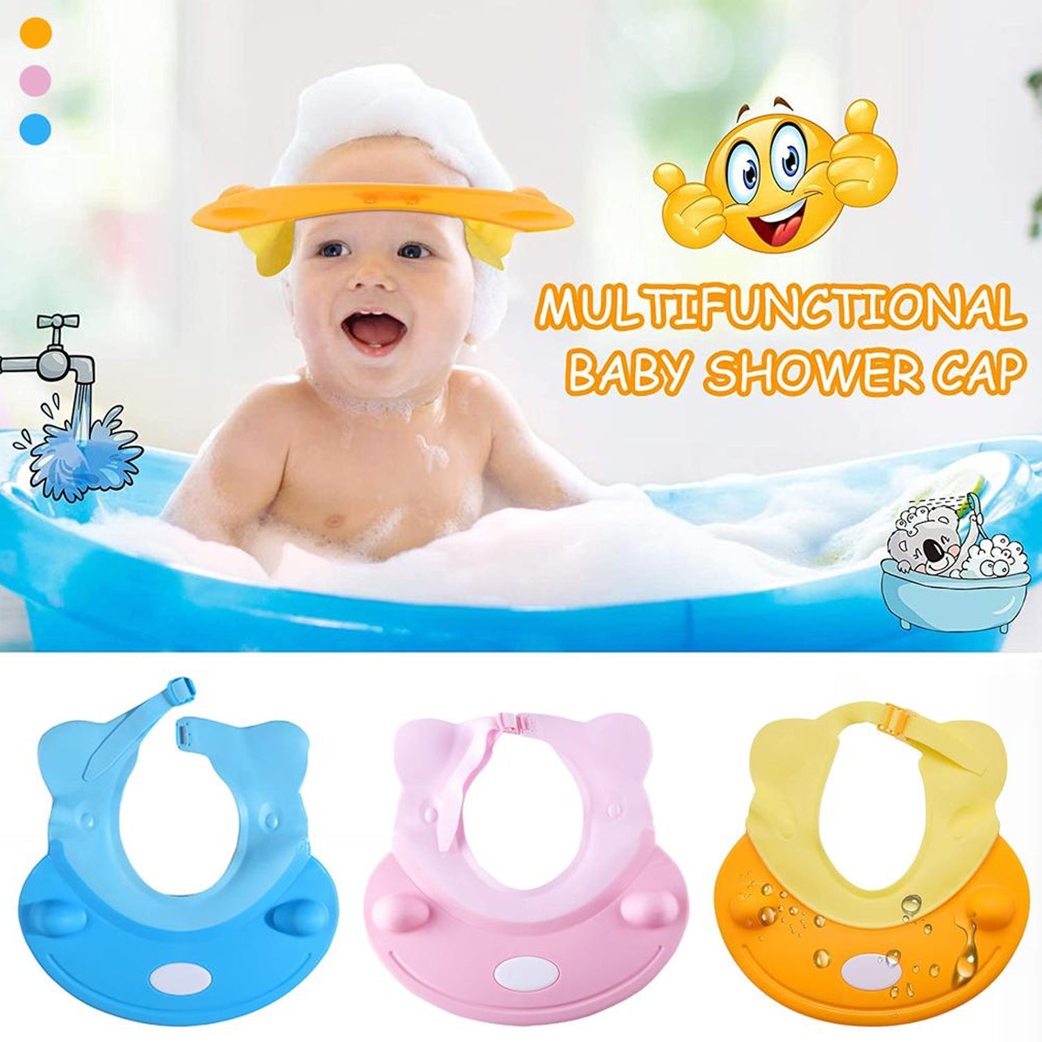 6641 Silicone Baby Shower Cap Bathing Baby Wash Hair Eye Ear Protector Hat for New Born Infants babies Baby Bath Cap Shower Protection For Eyes And Ear. 