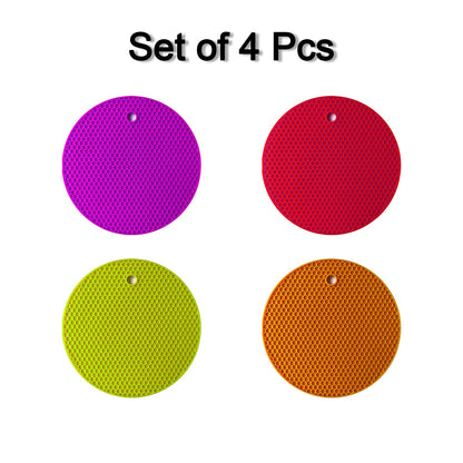 4846 4 Pc Silicon Hot Mat For Placing Hot Vessels And Utensils Over It Easily Without Having Any Visible Marks On Surfaces. 