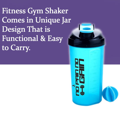 4879 700ml Protein Shaker Bottle with Powder Storage 3-Compartment Gym Shake Blender 