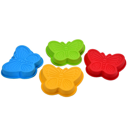 2679 Butterfly Shape Cake Cup Liners I Silicone Baking Cups I Muffin Cupcake Cases I Microwave or Oven Tray Safe I Molds for Handmade Soap, Biscuit, Chocolate, Muffins, Jelly – Pack of 4 