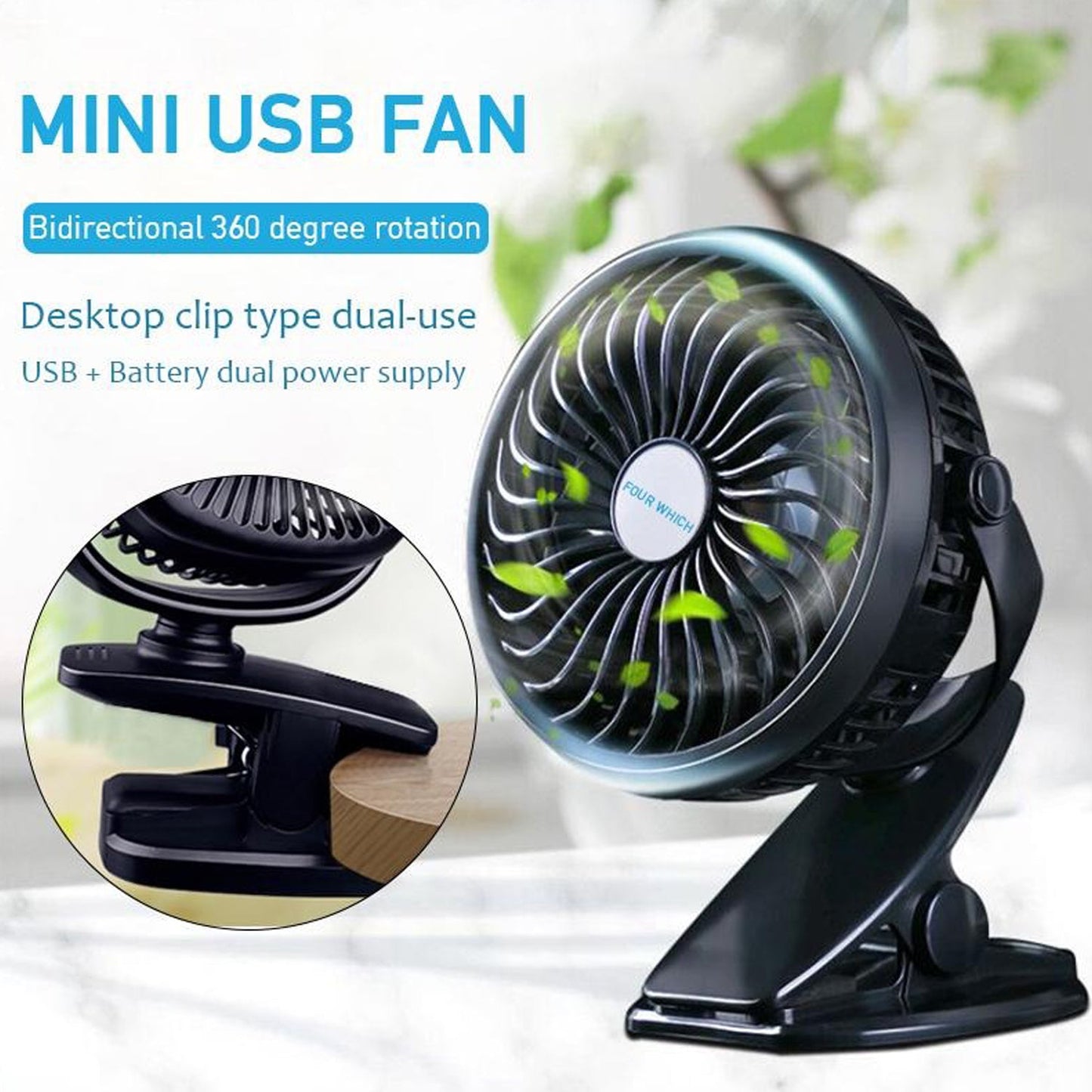 4824 Mini USB Clip Fan widely used in summers for cool down rooms and body purposes. 