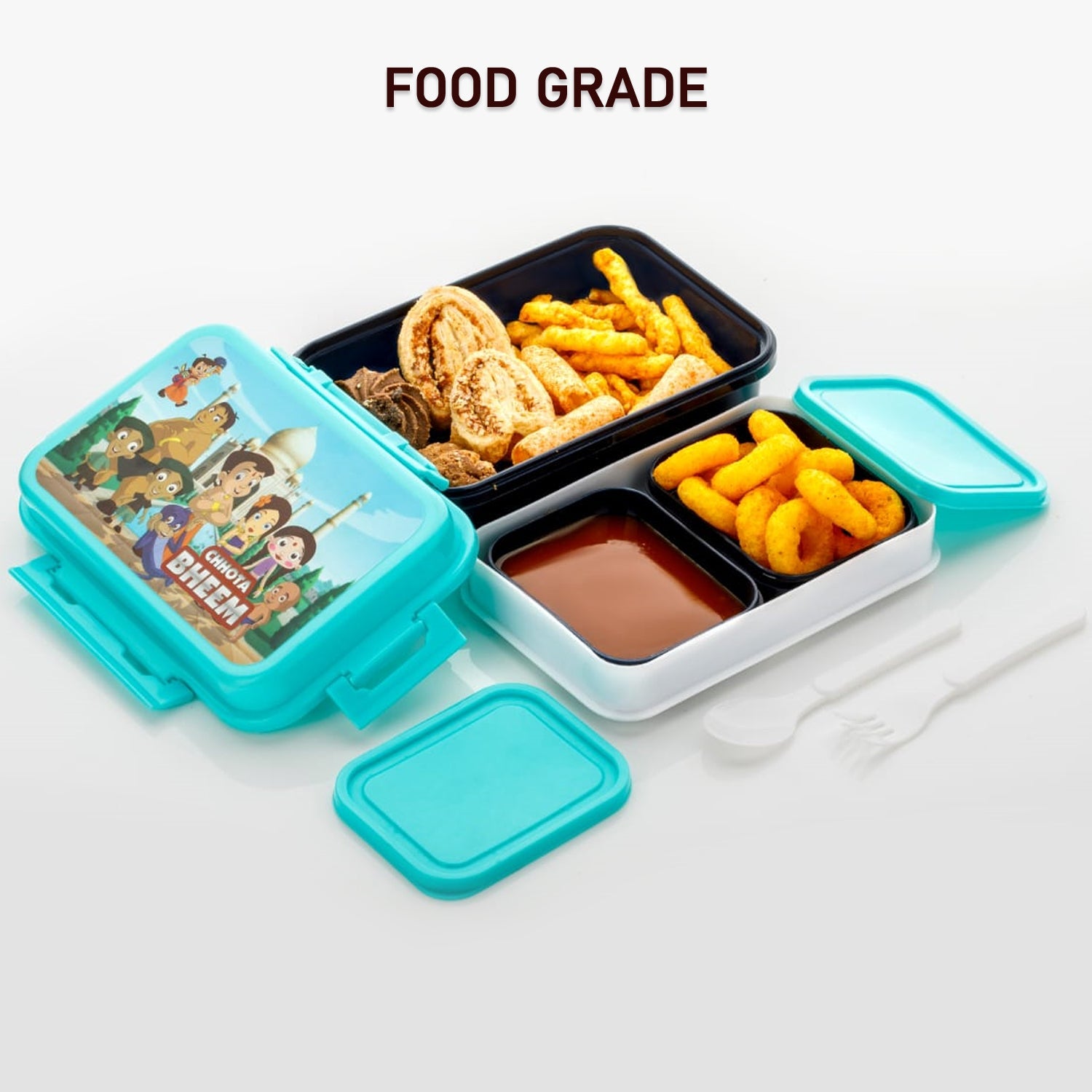 5238 Kids Lunch Box & Air Tight-BPA Free-Inter Lock with 4 Compartment Insulated Lunch Box Plastic Tiffin Box for Boys, Girls & School 