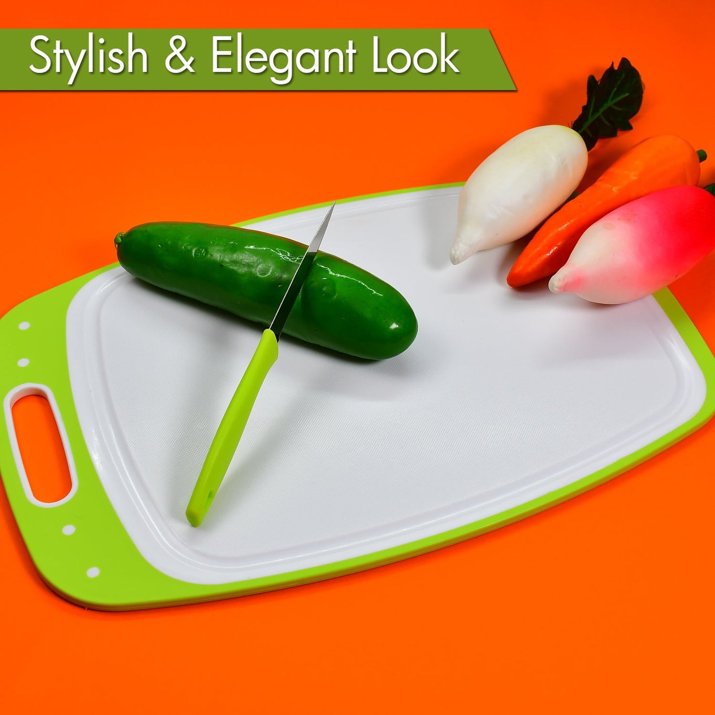 8136A Vegetables and Fruits Cutting Chopping Board Plastic Chopper Cutter Board Non-slip Antibacterial Surface with Extra Thickness 