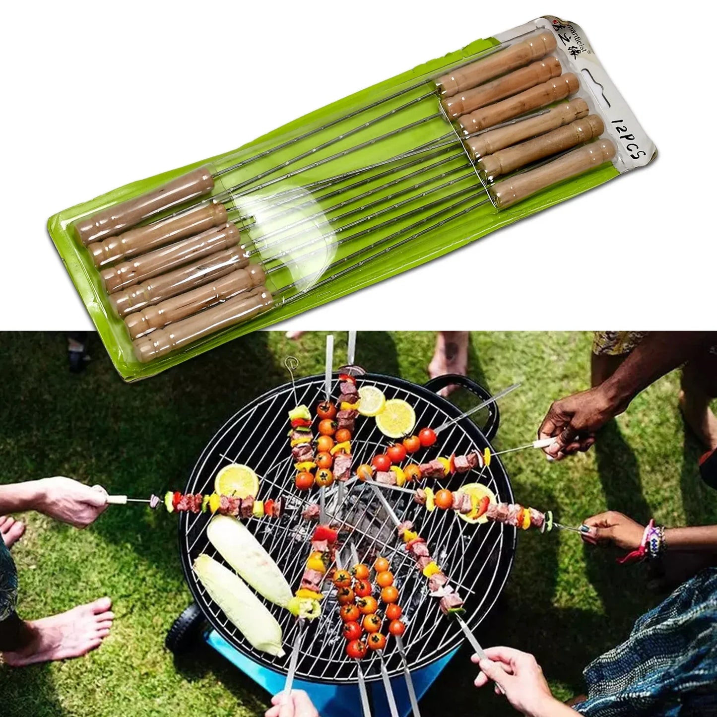 7118 Barbecue Skewers for BBQ Tandoor, Grill (Pack Of 12) 