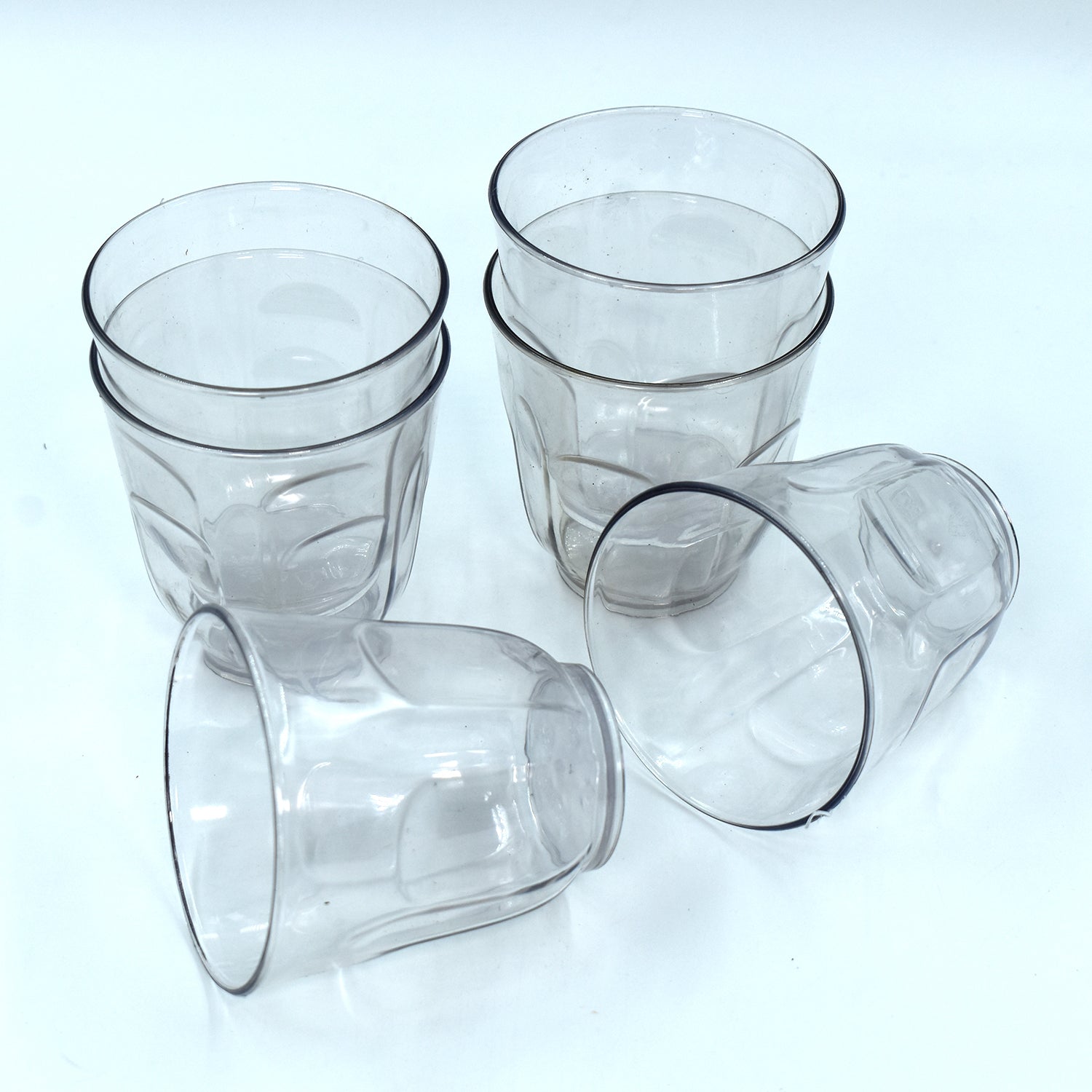 8125 Ganesh Lily glass Break Resistant plastic set of 6Pcs (300 Ml) 