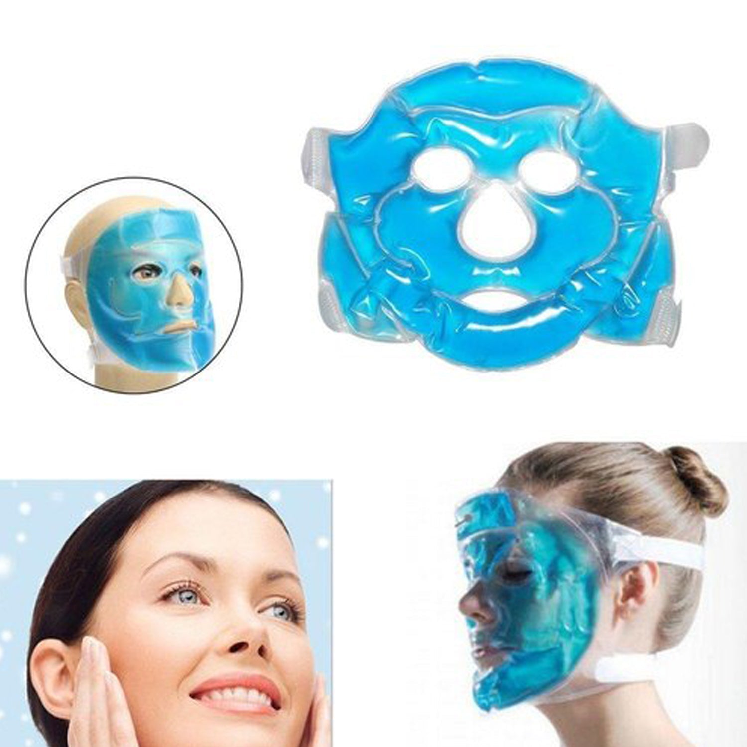 0380 Cooling Gel Face Mask with Strap-on Velcro, Medium 