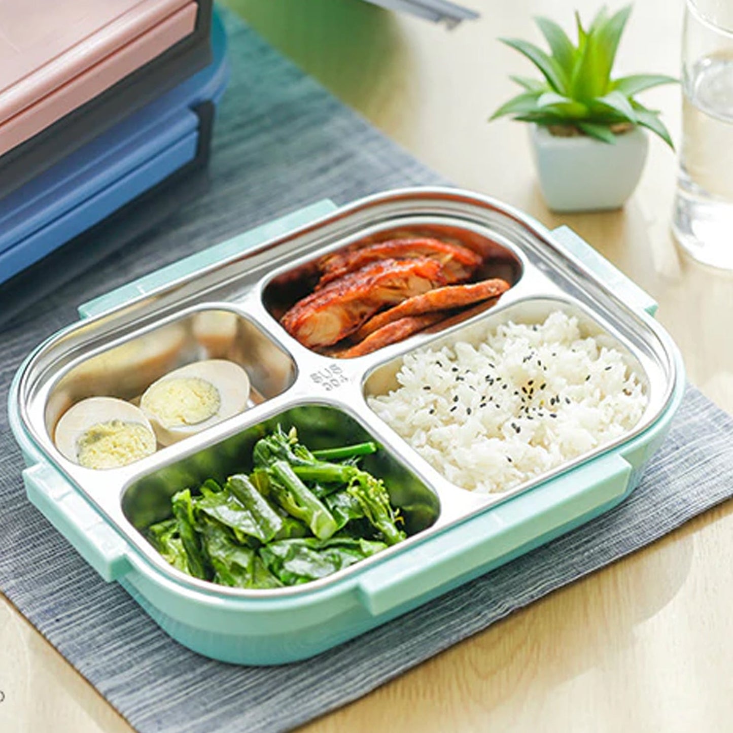 2978 Lunch Box for Kids and adults, Stainless Steel Lunch Box with 4 Compartments. 