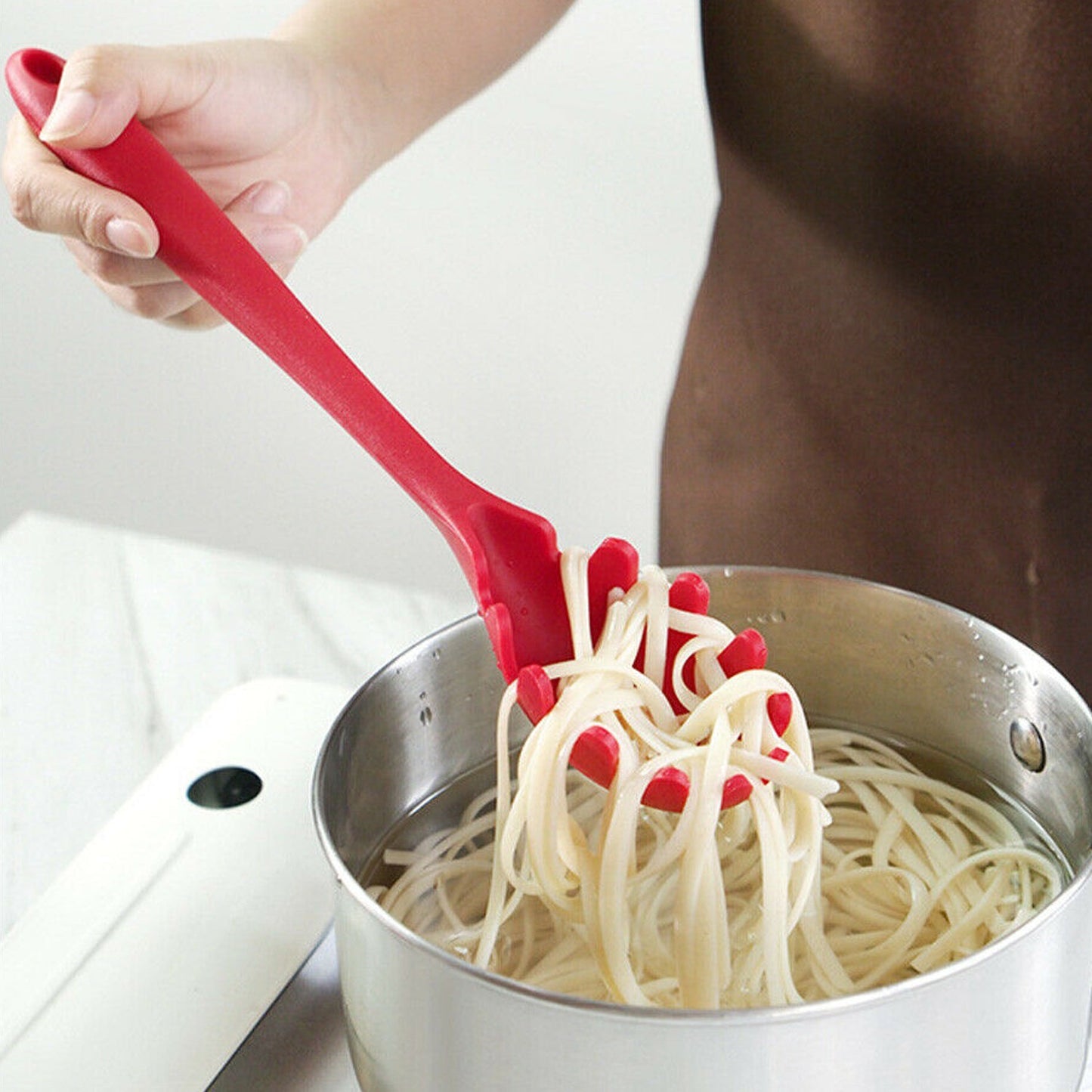 2995 Silicone Pasta Fork Stainless Steel Spaghetti Server | Pasta Server. 