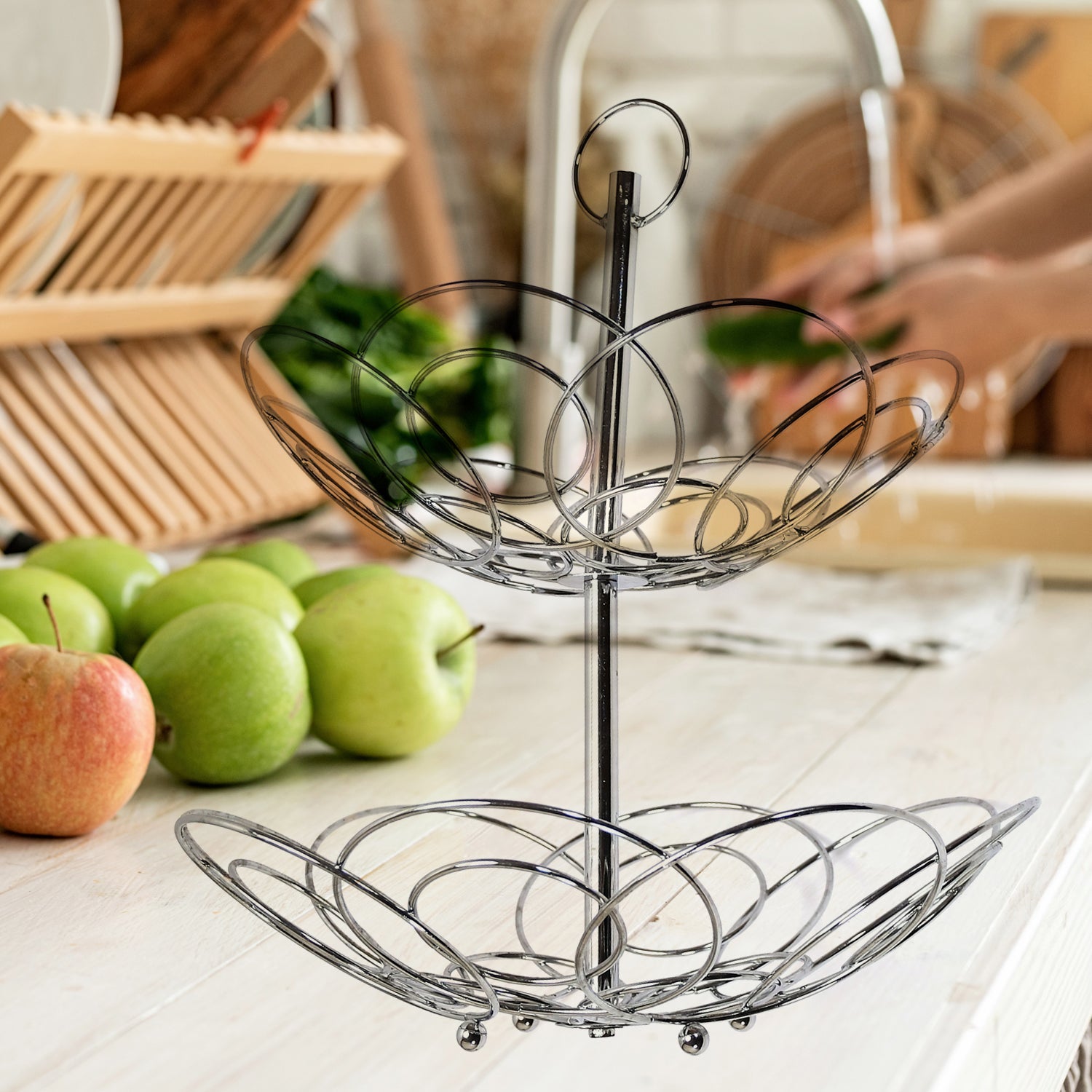 5179 2Tier Fruit Bowl Steel 40cm For Kitchen Use 