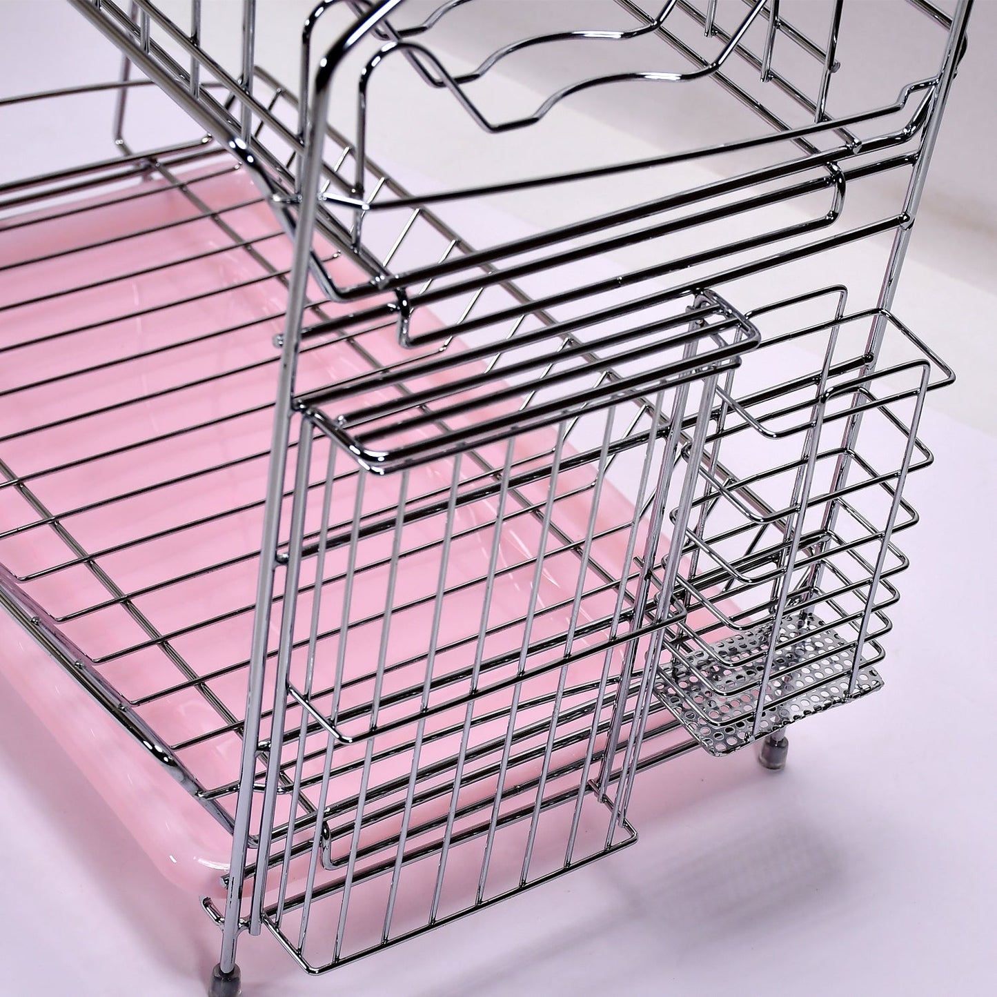 7663 Stainless Steel S Shape 2 Layer Kitchen Dish Drainer Organizer Storage Rack 