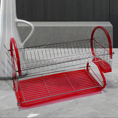 7664 Stainless Steel Rectangle Dish Drainer Rack / Basket with Drip Tray 