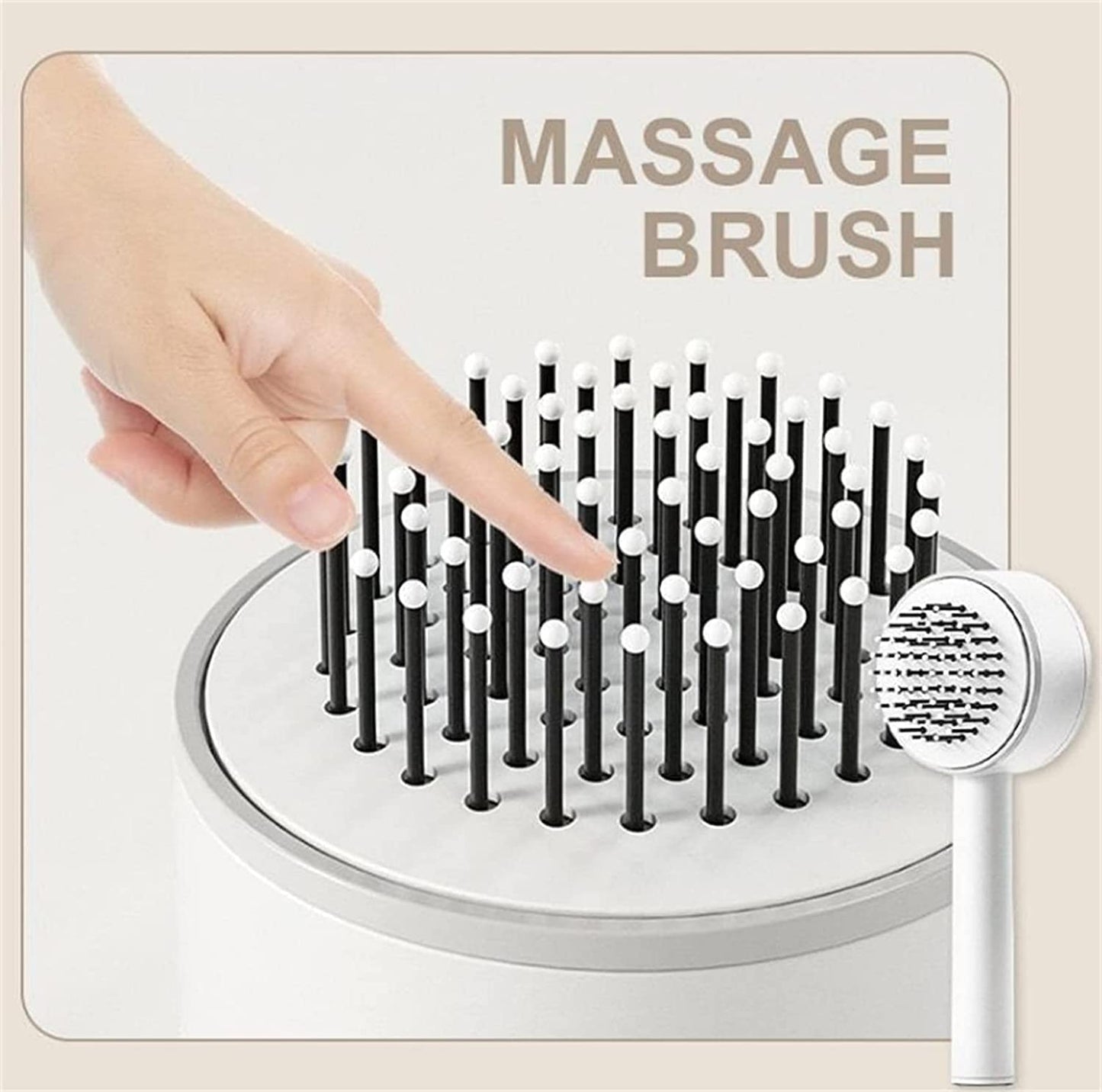 6034﻿ Air Cushion Massage Brush, Airbag Massage Comb with Long Handle, Self-Cleaning Hair Brush, Detangling Anti-Static for All Hair 