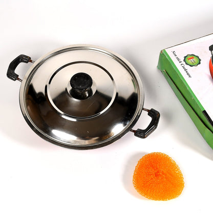 7135 Nonstick Kadhai With Lid Deep Frying Pan, Kadhai with Lid for Cooking, Biryani Pot 