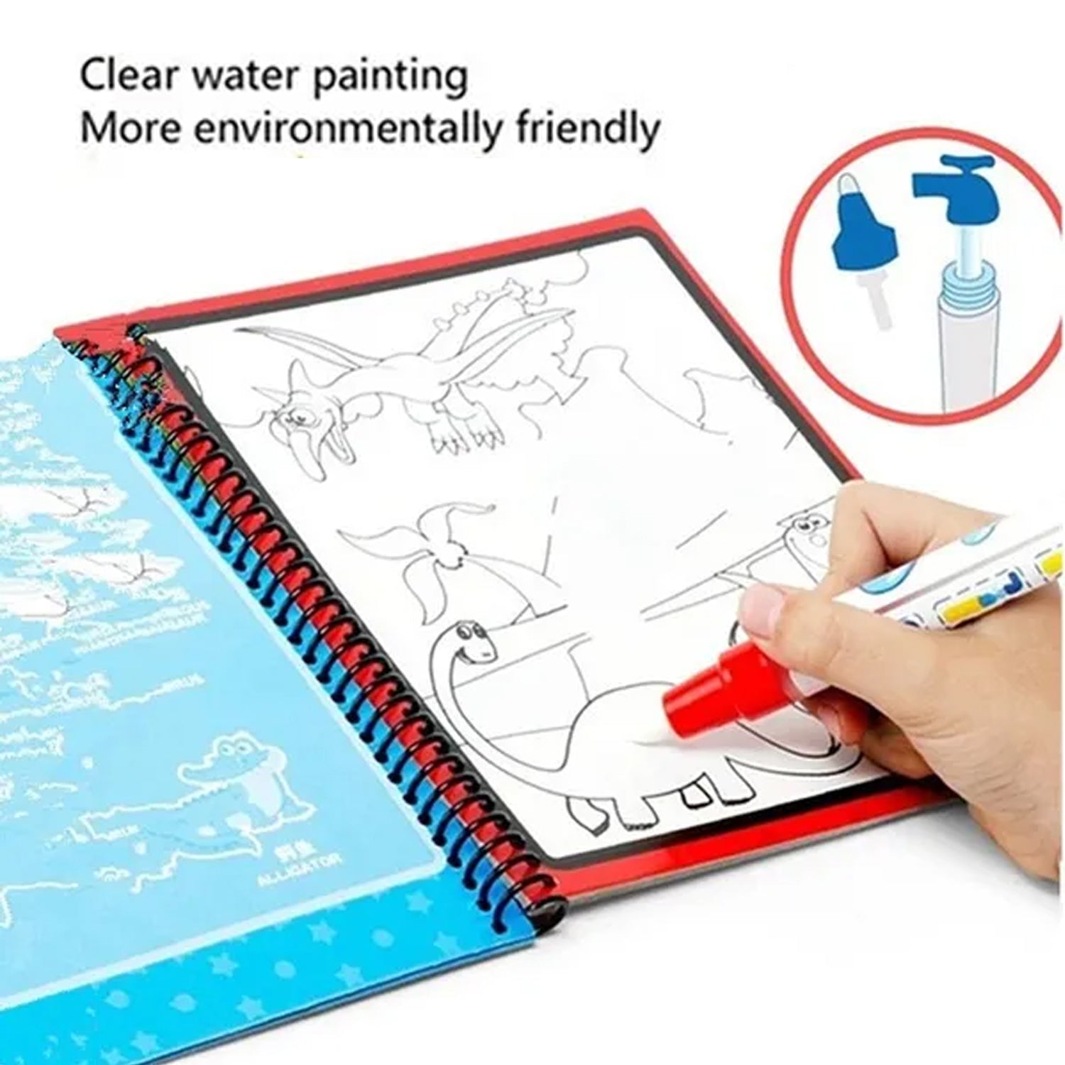 8091 Magic Water Quick Dry Book Water Coloring Book Doodle with Magic Pen Painting Board 