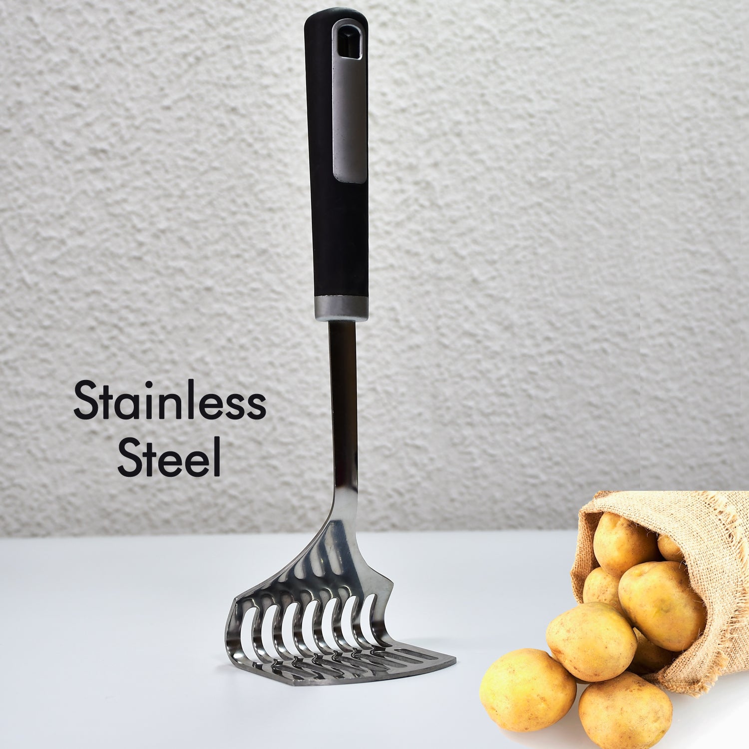 2040 STEEL POTATO MASHER NYLON BLACK HANDLE 