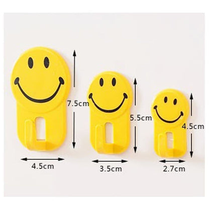 1702 3Pcs Self Adhesive Multipurpose Smiley Hooks For home Use 