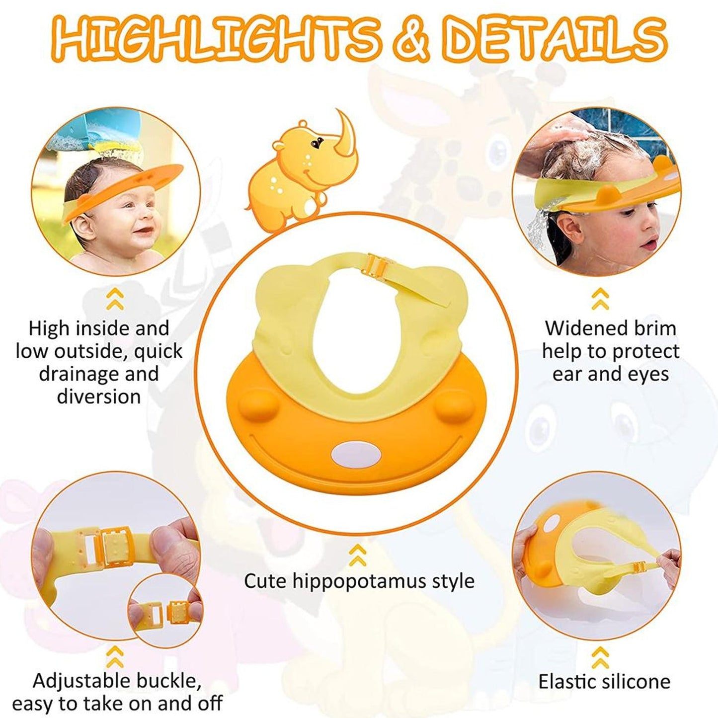 6641 Silicone Baby Shower Cap Bathing Baby Wash Hair Eye Ear Protector Hat for New Born Infants babies Baby Bath Cap Shower Protection For Eyes And Ear. 