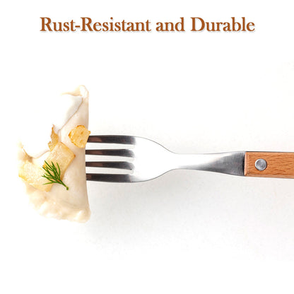 2989 1pc Stainless steel fork with wooden handle. 