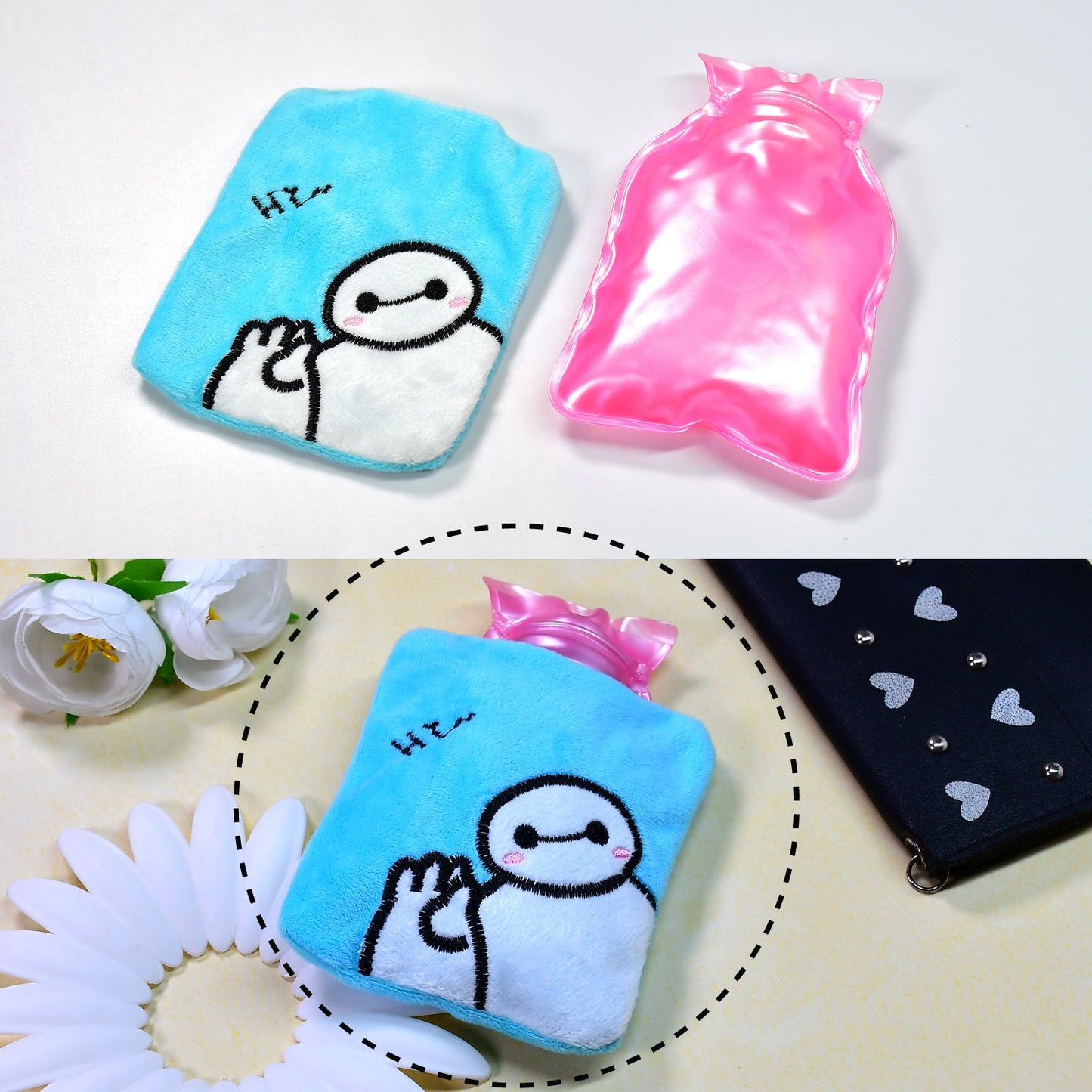 6525 Blue Baymax small Hot Water Bag with Cover for Pain Relief, Neck, Shoulder Pain and Hand, Feet Warmer, Menstrual Cramps. 